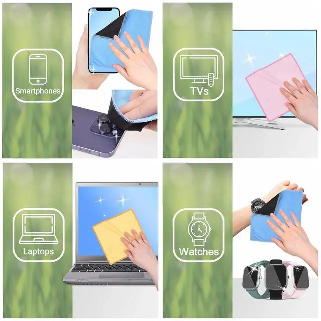 Alt view image 5 of 7 - Microfiber Cleaning Cloths Double-Sided - 5 Pack - 6.6 x 6.2 inch - Microfiber and Suede Cloth for Smartphones