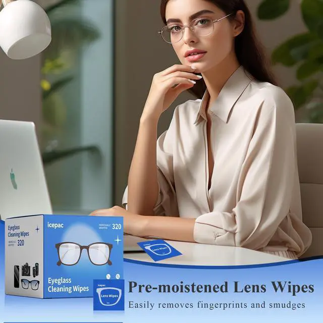 Alt view image 3 of 7 - Glasses Wipes Lens Cleaner- 320 Pre-Moistened Individual Wrapped Eye Glasses Cleaning Wipes | Glasses Cleaner Safely Cleans Glasses, Sunglasses, Phone Screen, Electronics & Camera Lens