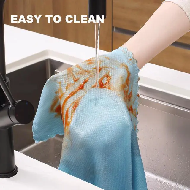 Alt view image 5 of 7 - Fish Scale Streak Free Magic Glass Window Cleaning Cloth, Microfiber Cleaning Cloth, Reusable Absorbent Shiny Wipes, Microfiber Towels, Lint Free Dish Drying Polishing Towels, 5 pcs
