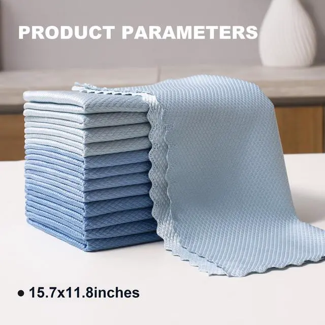 Alt view image 7 of 7 - Fish Scale Streak Free Magic Glass Window Cleaning Cloth, Microfiber Cleaning Cloth, Reusable Absorbent Shiny Wipes, Microfiber Towels, Lint Free Dish Drying Polishing Towels, 5 pcs