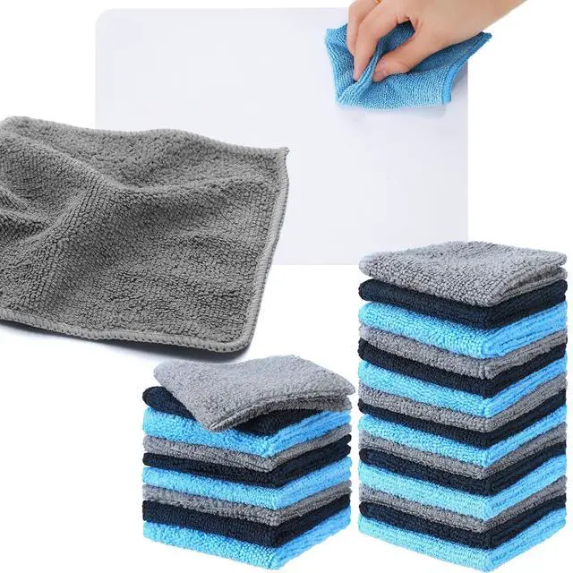Main image of Cleaning Cloth Dry Erase Cloth Cleaning Rags Reasonable Kitchen Towels Microfiber Towels Cars Wash(6 x 6 Inch,Blue/Gray/Black,30 Pcs)