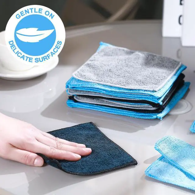 Alt view image 5 of 6 - Cleaning Cloth Dry Erase Cloth Cleaning Rags Reasonable Kitchen Towels Microfiber Towels Cars Wash(6 x 6 Inch,Blue/Gray/Black,30 Pcs)