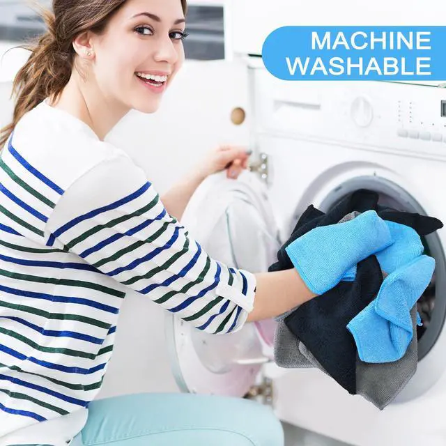 Alt view image 6 of 6 - Cleaning Cloth Dry Erase Cloth Cleaning Rags Reasonable Kitchen Towels Microfiber Towels Cars Wash(6 x 6 Inch,Blue/Gray/Black,30 Pcs)