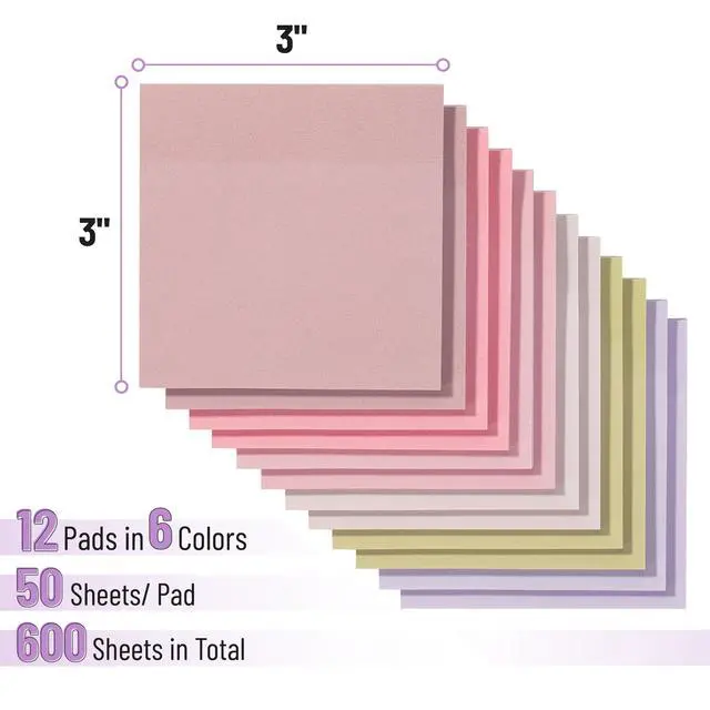Alt view image 2 of 7 - Sticky Notes, 3"x3", 12 Pads, 600 Sheets, Blooming Reverie