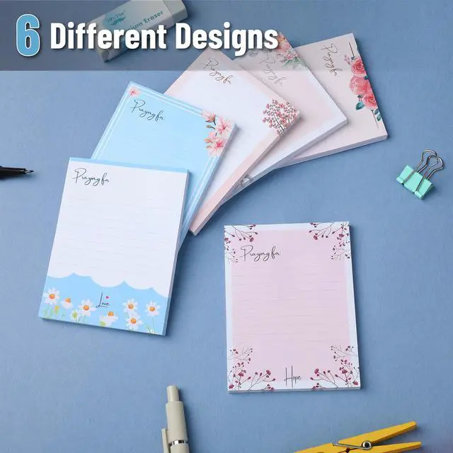 Alt view image 3 of 7 - Floral Lined Sticky Notes, 3" x 4", 6 Pads, 60 Sheets/Pad