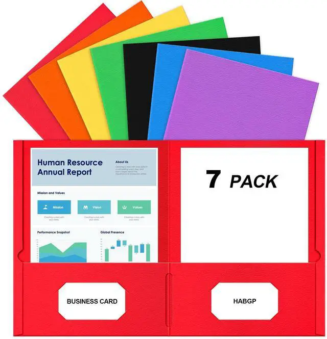 Main image of 2 Pocket Folders, 7 Pack Paper Folders with Pockets, 7 Assorted Colors