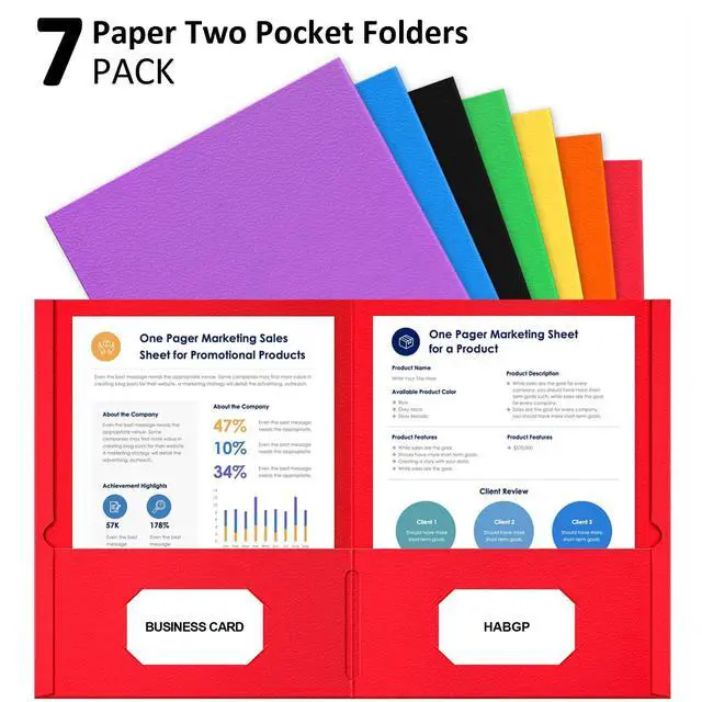 Alt view image 5 of 7 - 2 Pocket Folders, 7 Pack Paper Folders with Pockets, 7 Assorted Colors