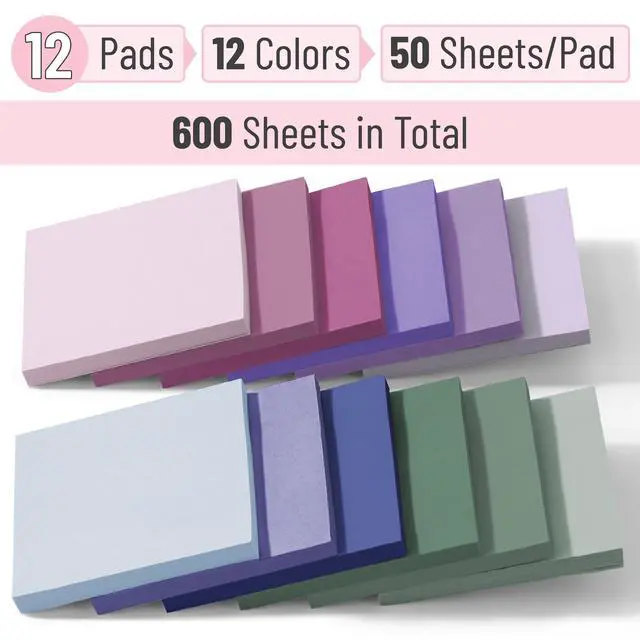 Alt view image 2 of 7 - Sticky Notes, 3"x3", 12 Pads, 600 Sheets, Colorful