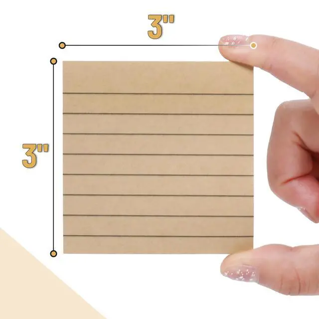 Alt view image 3 of 7 - Lined Sticky Notes Set, 3x3, 8 Pads, 60 Sheets/Pad, Kraft Lined