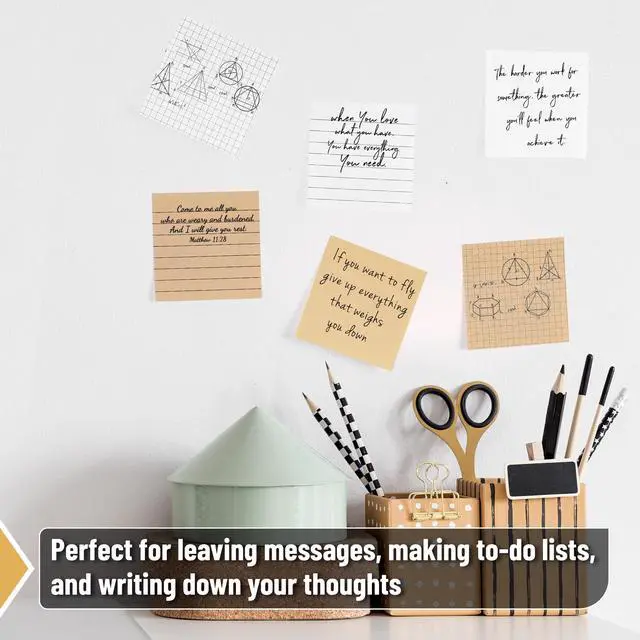 Alt view image 5 of 7 - Lined Sticky Notes Set, 3x3, 8 Pads, 60 Sheets/Pad, Kraft Lined