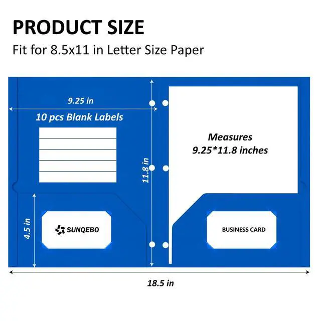 Alt view image 2 of 7 - 2 Pocket Folders with 3 Hole Punch, 6 Pack, Fit 3 Ring Binder, 10 Labels