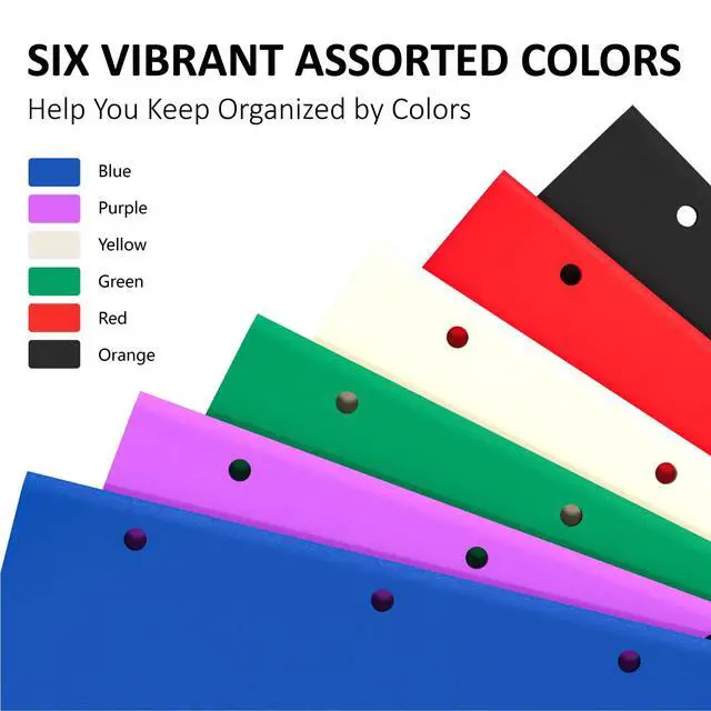 Alt view image 5 of 7 - 2 Pocket Folders with 3 Hole Punch, 6 Pack, Fit 3 Ring Binder, 10 Labels