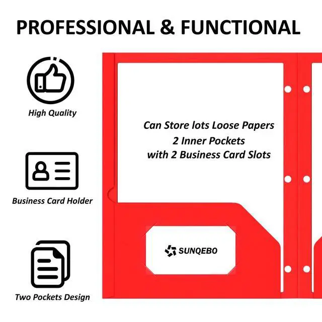 Alt view image 7 of 7 - 2 Pocket Folders with 3 Hole Punch, 6 Pack, Fit 3 Ring Binder, 10 Labels