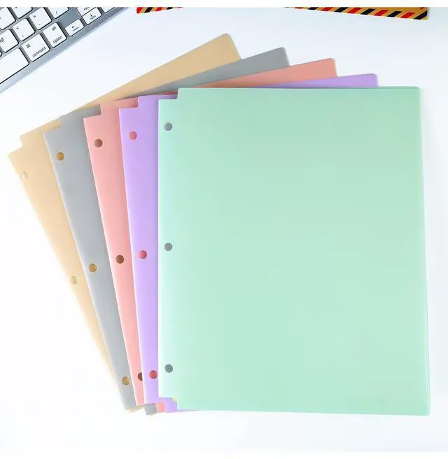 Alt view image 7 of 7 - 3 Hole Pocket Folders, 5 Pcs Pastel Color, Plastic Folder for 3 Ring Binder