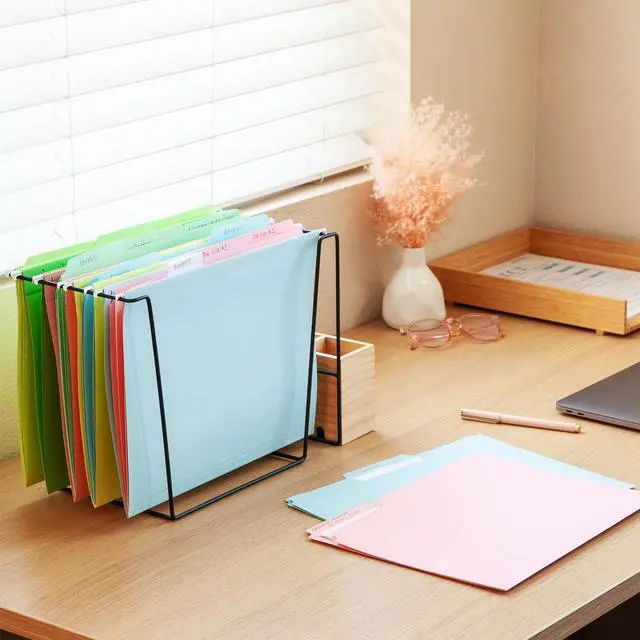 Alt view image 5 of 7 - Hanging File Folders, 6 Pack, Letter Size (8.5" x 11"), 6 Assorted Colors, 5 Tab Positions, Includes Tabs and Inserts, Hanging Files for Office and Document Organization