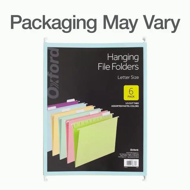 Alt view image 7 of 7 - Hanging File Folders, 6 Pack, Letter Size (8.5" x 11"), 6 Assorted Colors, 5 Tab Positions, Includes Tabs and Inserts, Hanging Files for Office and Document Organization