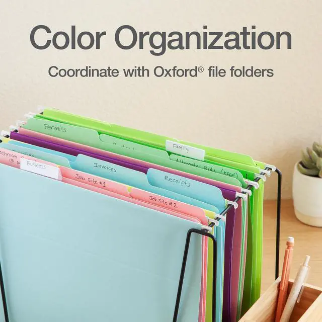 Alt view image 6 of 7 - Hanging File Folders, 6 Pack, Letter Size (8.5" x 11"), 6 Assorted Colors, 5 Tab Positions, Includes Tabs and Inserts, Hanging Files for Office and Document Organization