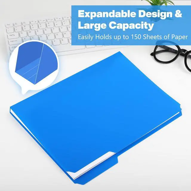 Alt view image 6 of 7 - 9 Pack Plastic File Folders, Letter Size, Erasable Tabs, 9 Colors