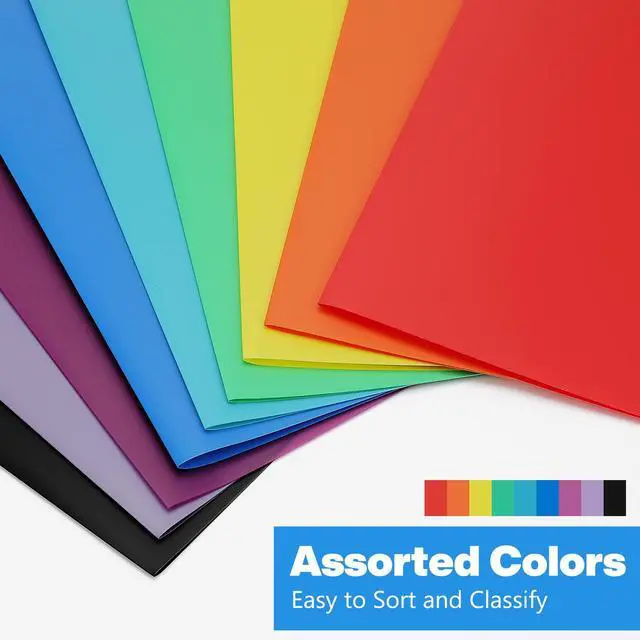 Alt view image 7 of 7 - 9 Pack Plastic File Folders, Letter Size, Erasable Tabs, 9 Colors