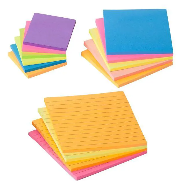 Alt view image 7 of 7 - Sticky Notes Set, 15 Pack, 2"x2", 3"x3", 4"x4", 600 Sheets