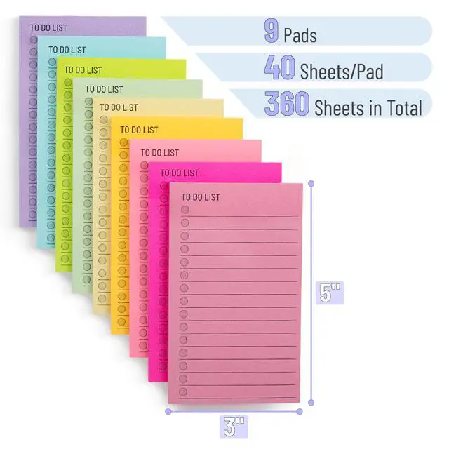 Alt view image 2 of 6 - to Do List Sticky Notes, 3 x 5, 9 Pads, 360 Sheets