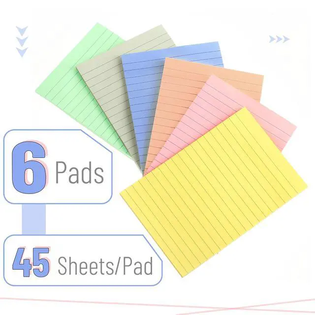 Alt view image 2 of 7 - Lined Sticky Notes, 4" x 6", 6 Pads, 45 Sheets/Pad