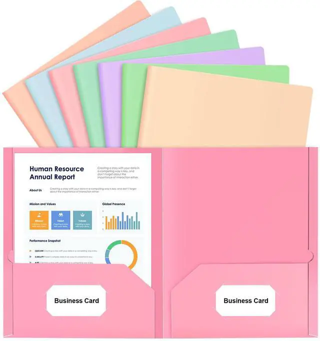 Main image of Folders with Pockets (7 Pack, Pastel Color), Heavy Duty Paper Pocket Folder