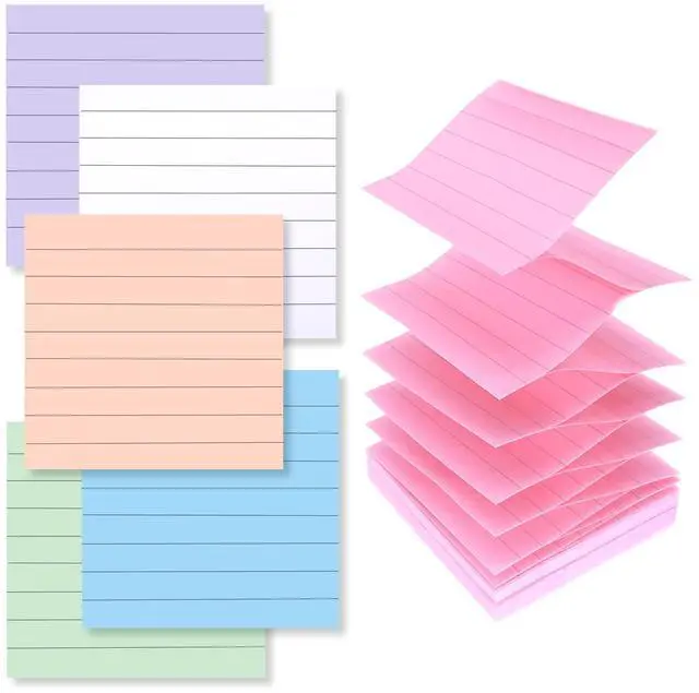 Main image of 3x3in Lined Pop Up Sticky Refills 6 Pads Assorted Color Memo Pads