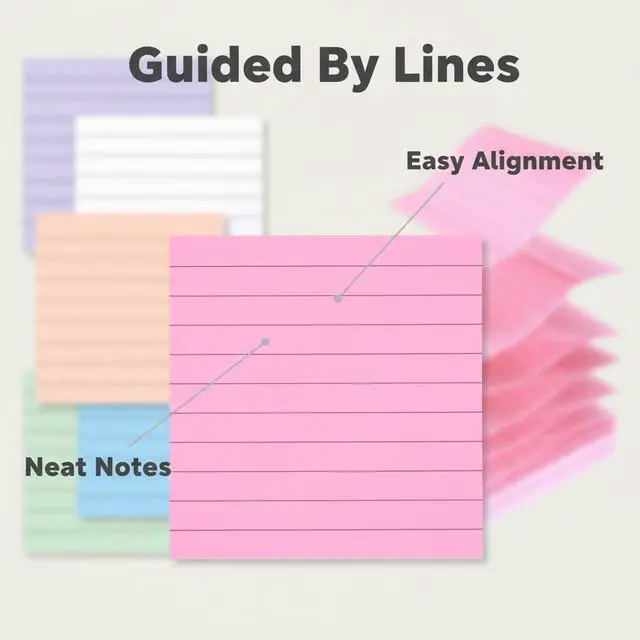 Alt view image 7 of 7 - 3x3in Lined Pop Up Sticky Refills 6 Pads Assorted Color Memo Pads
