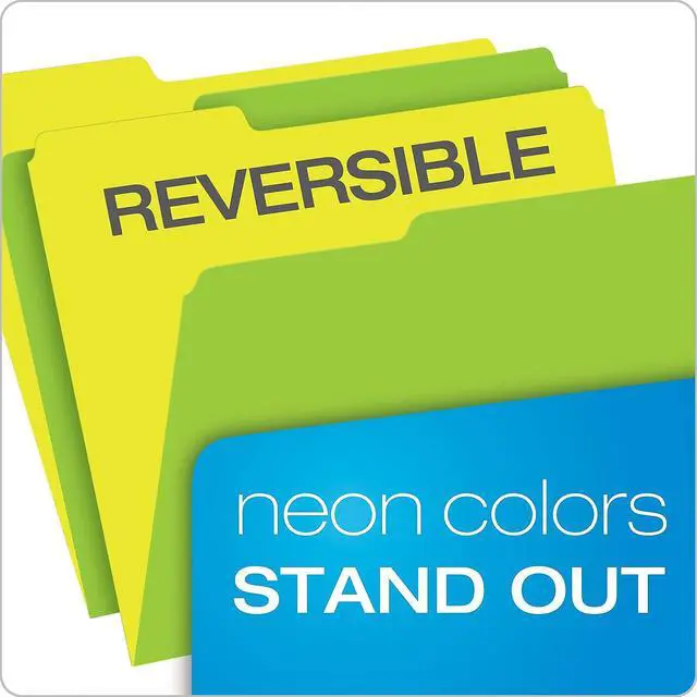 Alt view image 2 of 7 - File Folders, 12-Pack, Letter Size, Twisted Glow Neon Assorted Reversible Colors, 1/3-Cut Staggered Tabs, Versatile Document Organizers for School Classrooms and Professional Office Desks