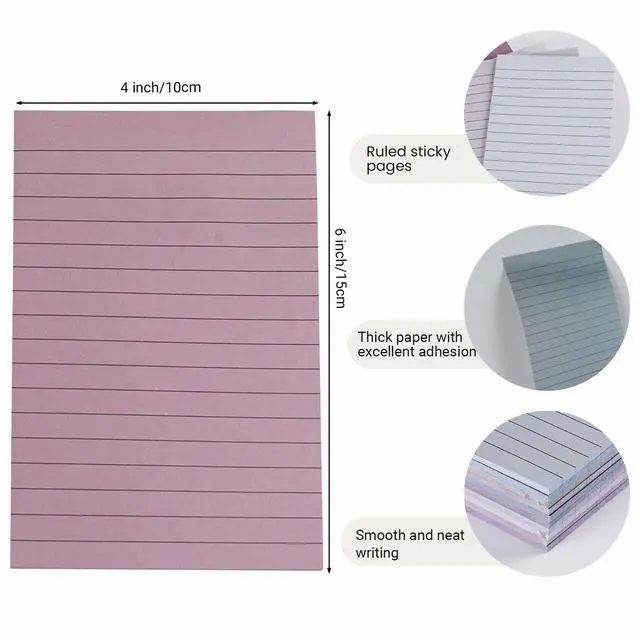 Alt view image 3 of 7 - 12 Pack Lined Sticky Notes in Retro Colors,Sticky Note Pads 4x6 in,Sticky Notes with Lines, Self-Stick Note Pads, Large Rectangular Post it Notes for Office, Home, School, Meeting,30 Sheets/Pad