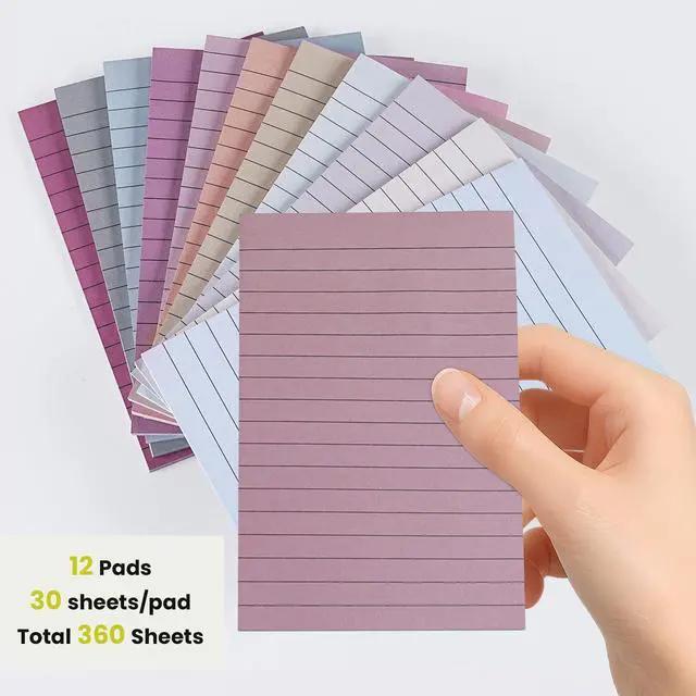 Alt view image 4 of 7 - 12 Pack Lined Sticky Notes in Retro Colors,Sticky Note Pads 4x6 in,Sticky Notes with Lines, Self-Stick Note Pads, Large Rectangular Post it Notes for Office, Home, School, Meeting,30 Sheets/Pad