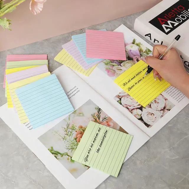 Alt view image 4 of 6 - 12 Pack Lined Sticky Notes 4x4 in, Pastel Colors Self- Stick Note Pads Its