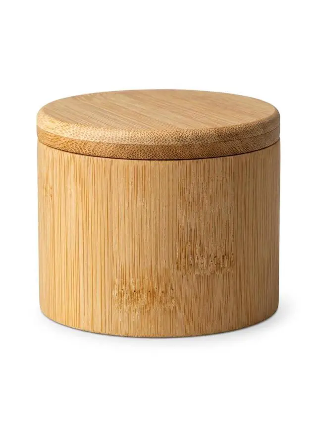 Alt view image 4 of 7 - Salt Cellar with Magnetic Swivel Lid and Spoon Bamboo Salt Box for Countertop, 6 oz Wooden Salt Container | Stores Sea Salt, Kosher Salt, Spices, Pepper & Sugar | Housewarming Gift for Home Cooks