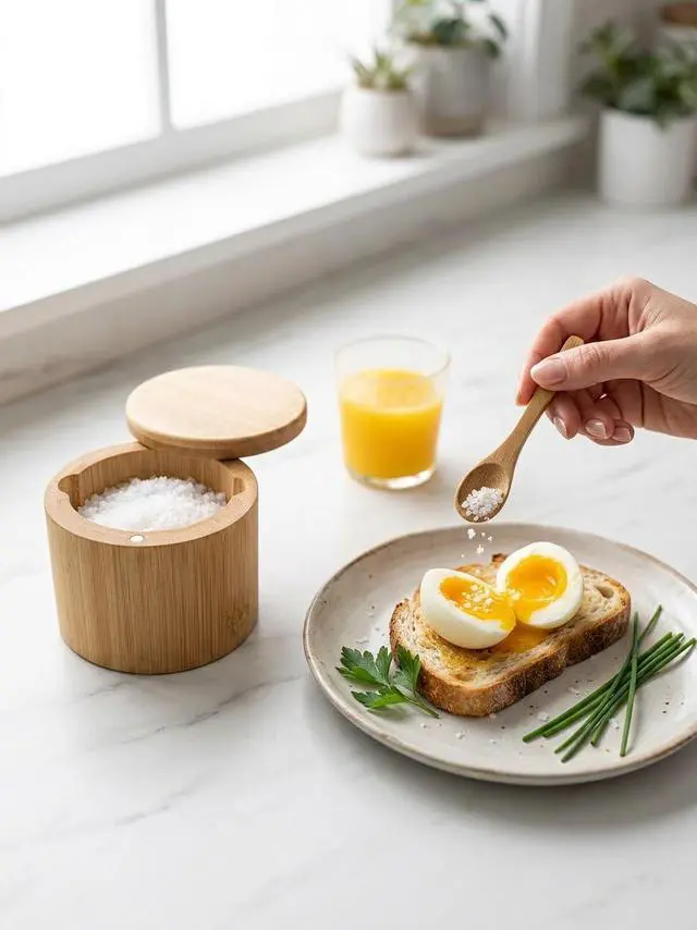 Alt view image 2 of 7 - Salt Cellar with Magnetic Swivel Lid and Spoon Bamboo Salt Box for Countertop, 6 oz Wooden Salt Container | Stores Sea Salt, Kosher Salt, Spices, Pepper & Sugar | Housewarming Gift for Home Cooks