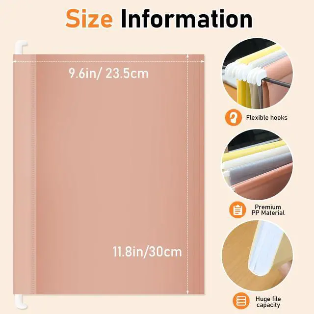 Alt view image 3 of 7 - 10 Pack Hanging File Folders, Letter Size (8.5"x11")