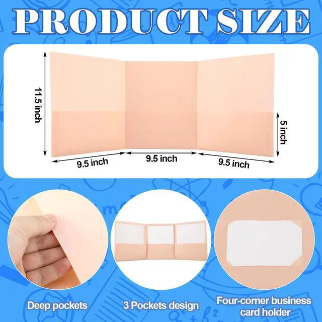 Alt view image 2 of 6 - 3 Pcs Tri Fold Folders with 3 Pockets 8.5 x 11 Inch Letter Size Plastic Tri Fold 3 Pocket Folders for School Office College Home Supplies(Pastel)