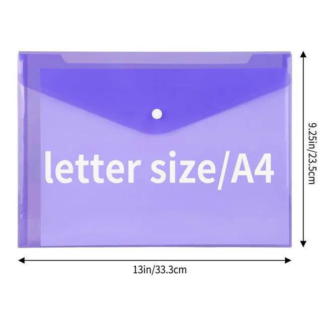 Alt view image 2 of 6 - 28pcs Plastic Envelopes, Plastic Folders for Documents, Poly Folders with Snap Closure, 8 Colors, A4 Size, Letter Size, for School and Office Supplies