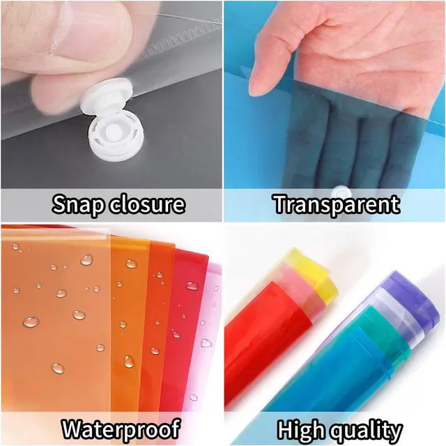 Alt view image 4 of 6 - 28pcs Plastic Envelopes, Plastic Folders for Documents, Poly Folders with Snap Closure, 8 Colors, A4 Size, Letter Size, for School and Office Supplies