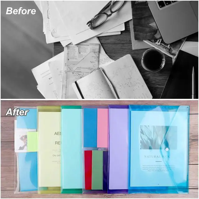 Alt view image 5 of 6 - 28pcs Plastic Envelopes, Plastic Folders for Documents, Poly Folders with Snap Closure, 8 Colors, A4 Size, Letter Size, for School and Office Supplies