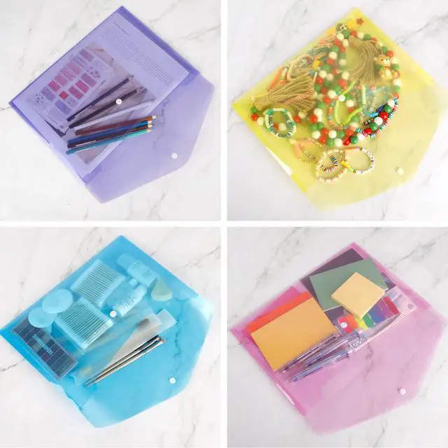 Alt view image 6 of 6 - 28pcs Plastic Envelopes, Plastic Folders for Documents, Poly Folders with Snap Closure, 8 Colors, A4 Size, Letter Size, for School and Office Supplies