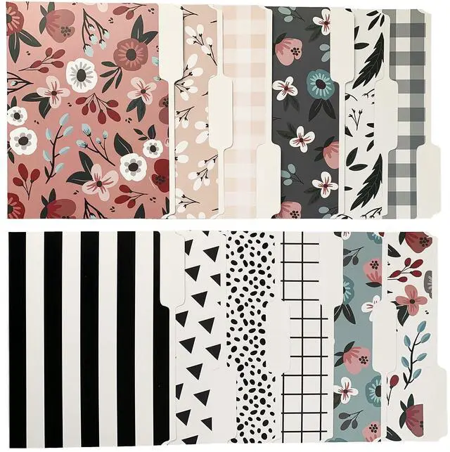 Main image of Cute Decorative File Folders,12 Pack 3-Tab Letter Size, Boho Manila