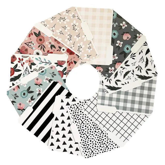 Alt view image 6 of 7 - Cute Decorative File Folders,12 Pack 3-Tab Letter Size, Boho Manila