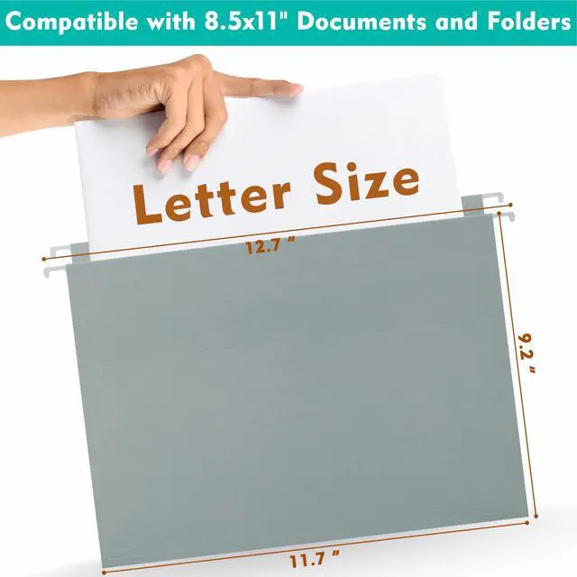 Alt view image 2 of 7 - Hanging File Folders Letter Size, 30-Pack Hanging File Folder with 1/5-Cut Tabs, Pastel File Folders Hanging Organizers for Filing Cabinet, Bulky Files & Medical Charts