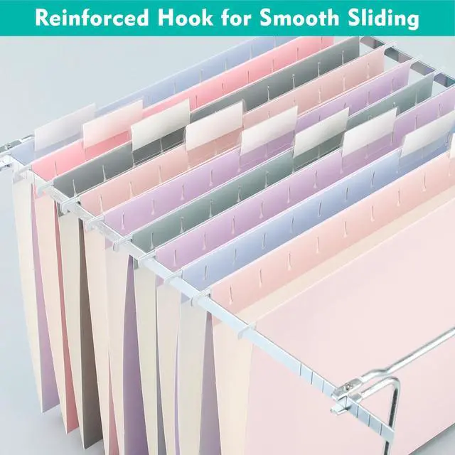 Alt view image 3 of 7 - Hanging File Folders Letter Size, 30-Pack Hanging File Folder with 1/5-Cut Tabs, Pastel File Folders Hanging Organizers for Filing Cabinet, Bulky Files & Medical Charts