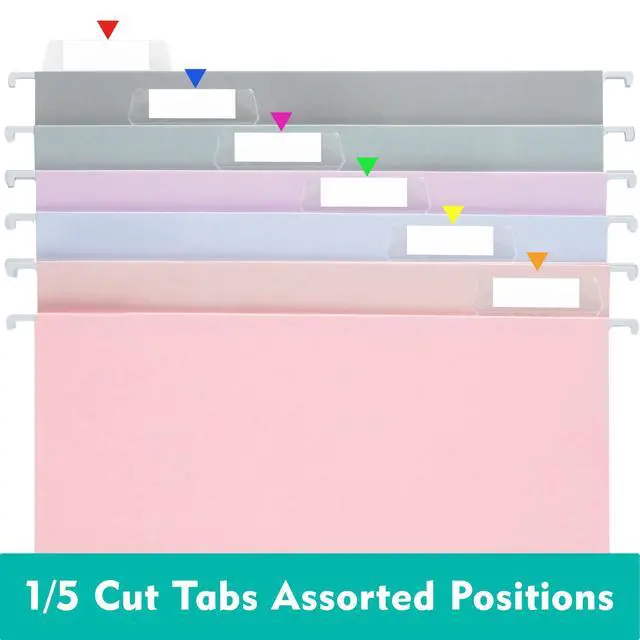 Alt view image 5 of 7 - Hanging File Folders Letter Size, 30-Pack Hanging File Folder with 1/5-Cut Tabs, Pastel File Folders Hanging Organizers for Filing Cabinet, Bulky Files & Medical Charts