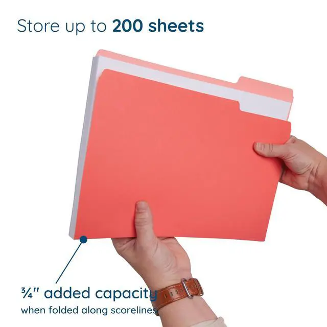 Alt view image 2 of 7 - 100 File Folders, Letter Size, Two-Tone Gem Tones