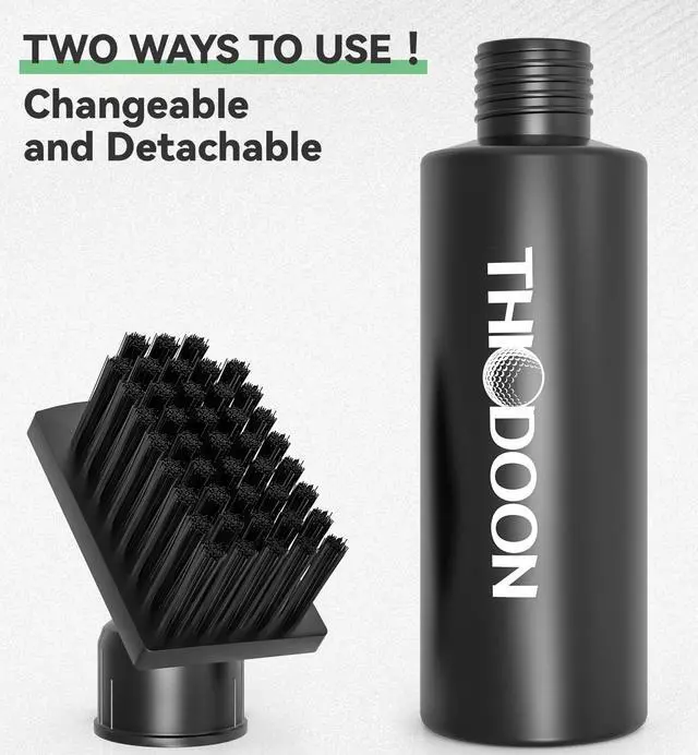 Alt view image 6 of 7 - 2 Pack Black Golf Club Brushes Set with Handy Retractable Clip & 4oz/7.5 Inch Squeeze Water Bottle Easy Cleaning with Nylon Golf Club Cleaner Head Essentials Golf Accessories for Men