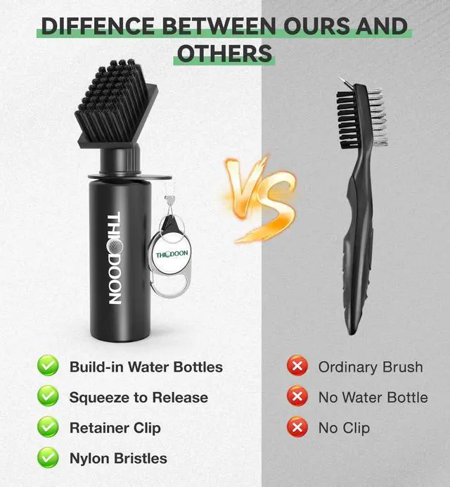 Alt view image 5 of 7 - 2 Pack Black Golf Club Brushes Set with Handy Retractable Clip & 4oz/7.5 Inch Squeeze Water Bottle Easy Cleaning with Nylon Golf Club Cleaner Head Essentials Golf Accessories for Men