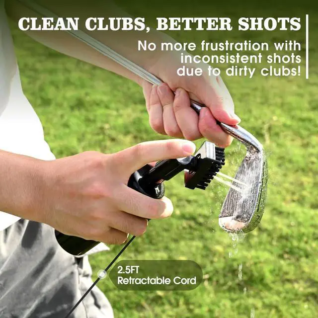 Alt view image 2 of 7 - Pro Golf Club Cleaner Brush with Golf Groove Sharpener Tool Suitable for U & V-Grooves 8 Inches Golf Water Brush with Retractable Clip Hold 5oz of Water Perfect Golf Accessories for Men/Women